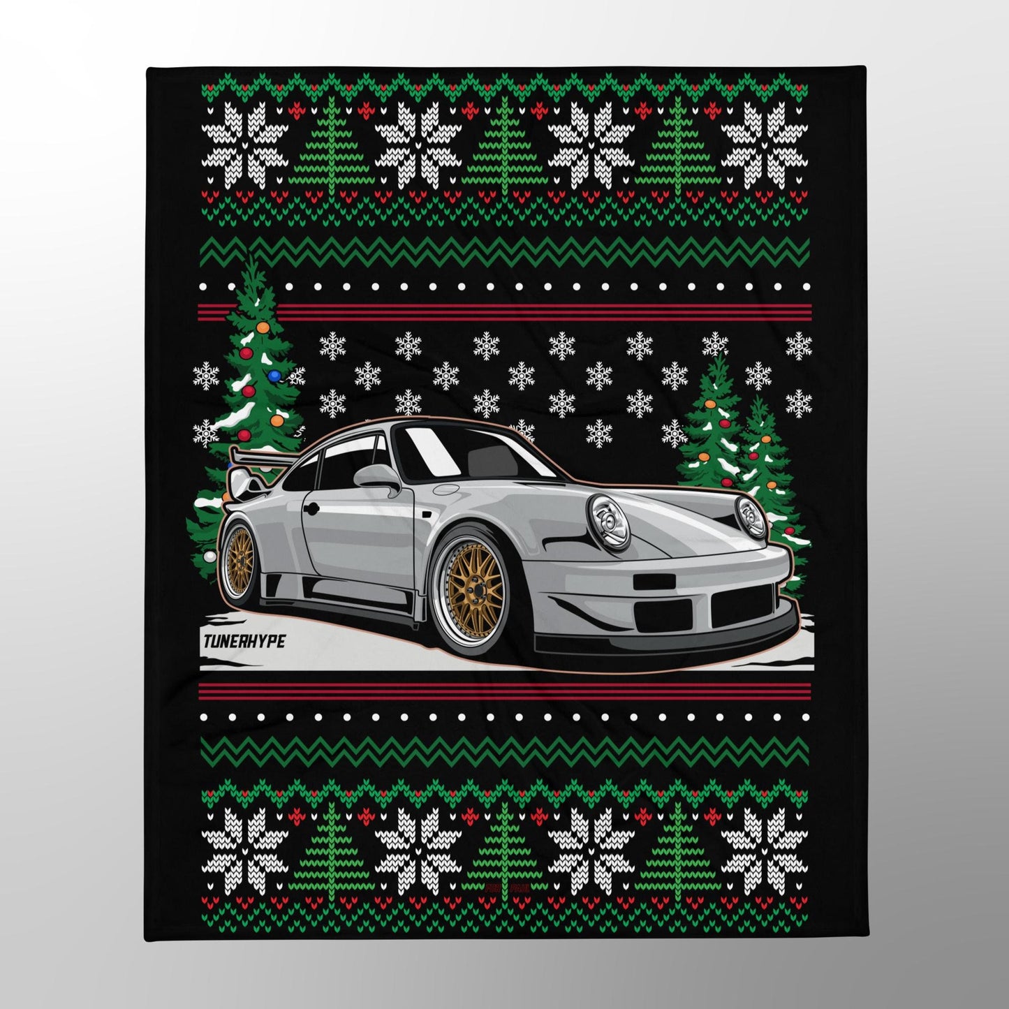 Couverture de Noël moche - Porsche 911 964 en gris - Pull de Noël moche, cadeau de vacances pour les passionnés de voitures, cadeau de Noël amusant, pull de Noël moche