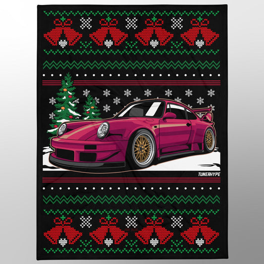 Couverture de Noël moche - Porsche 911 964 en rouge - Pull de Noël moche, cadeau de vacances pour les passionnés de voitures, cadeau de Noël amusant, pull de Noël moche