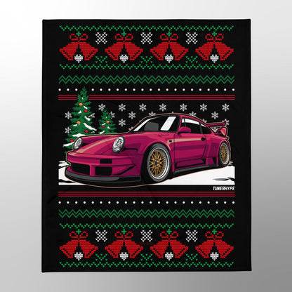 Couverture de Noël moche - Porsche 911 964 en rouge - Pull de Noël moche, cadeau de vacances pour les passionnés de voitures, cadeau de Noël amusant, pull de Noël moche