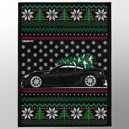 Couverture de Noël moche - Subaru BRZ / Toyota 86-FRS en noir - Pull de Noël moche, cadeau de vacances pour les amateurs de voitures, cadeau de Noël amusant, Noël moche