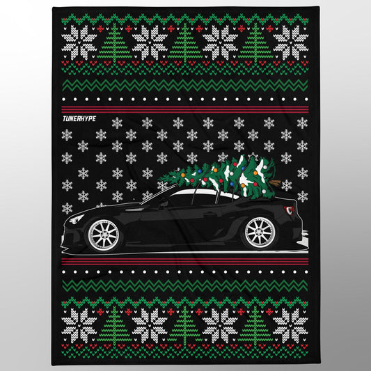 Couverture de Noël moche - Subaru BRZ / Toyota 86-FRS en noir - Pull de Noël moche, cadeau de vacances pour les amateurs de voitures, cadeau de Noël amusant, Noël moche