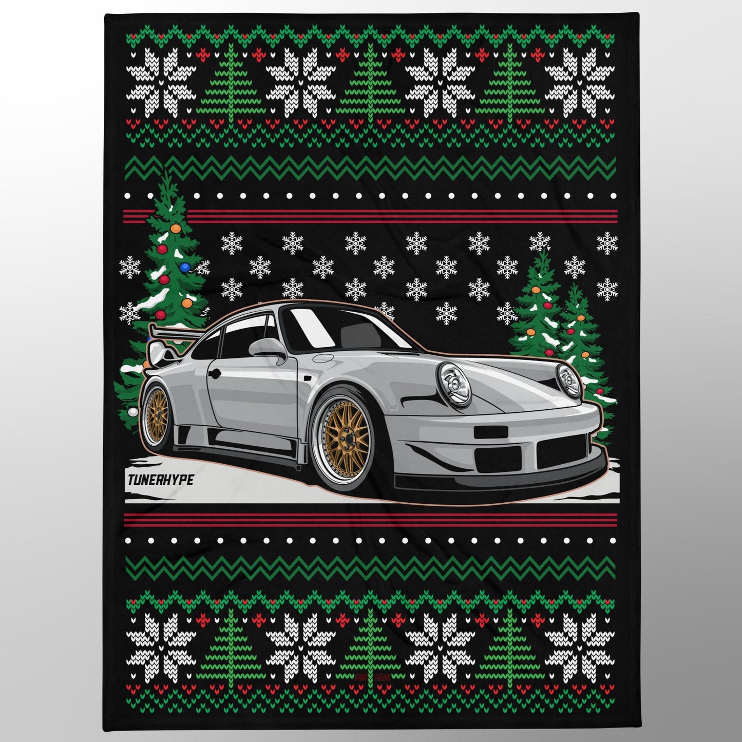 Couverture de Noël moche - Porsche 911 964 en gris - Pull de Noël moche, cadeau de vacances pour les passionnés de voitures, cadeau de Noël amusant, pull de Noël moche