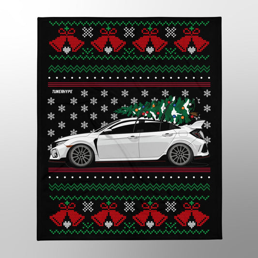 Couverture de Noël moche - Honda Civic Type R FK8 - Pull de Noël moche, Cadeau de vacances pour les amateurs de voitures, Cadeau de Noël amusant, Pull de Noël moche