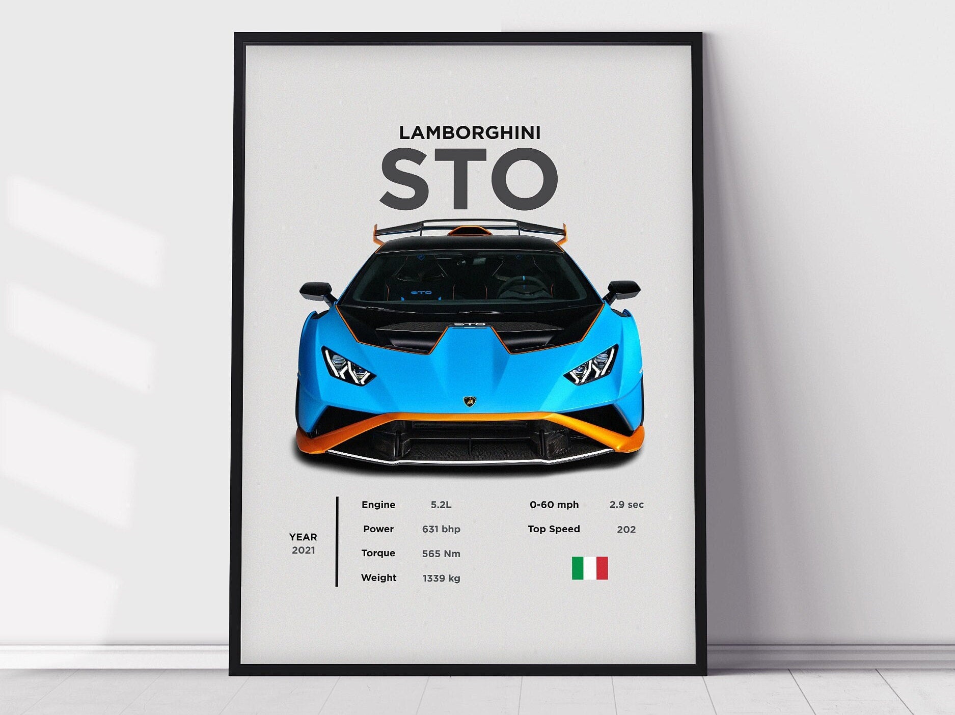 Lamborghini STO Poster Print, Boys Room Decor, Home Office Art, Room Decor, Digital Posters, Car Posters