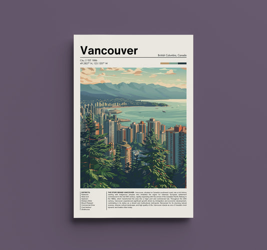 Retro Vancouver Travel Poster - Vintage City Art Print - Nostalgic Wall Decor - Limited Edition Print, Cityscape, Coastal City