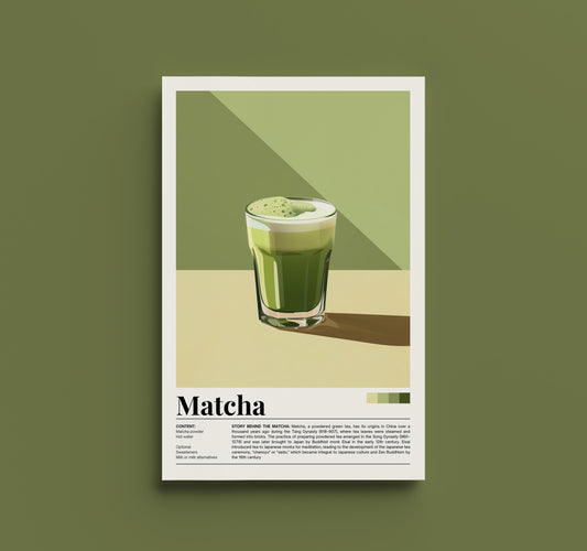 Retro Matcha Poster - Vintage Matcha Art Print, Nostalgic Cafe Decor, Kitchen Wall Art, Matcha Lover Gift, Green Tea, Matcha Tea Recipe