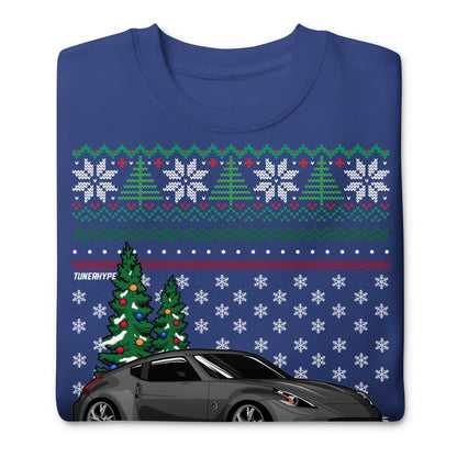 Pull de Noël moche - Nissan 370z en gris - Pull de Noël moche - Cadeau de vacances pour les passionnés de voitures, Cadeau de Noël amusant, Cadeau Nissan - Cadeau 350z