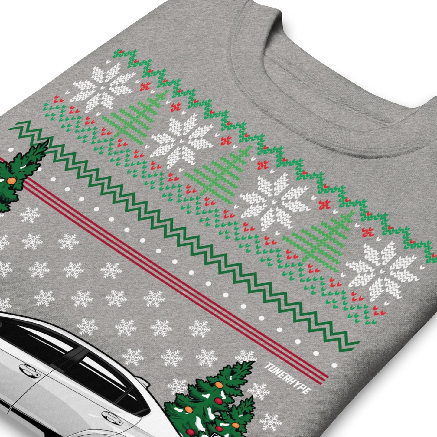 Pull de Noël moche - Subaru WRX en blanc - Pull de Noël moche - Cadeau de Noël pour les amateurs de voitures, cadeau de Noël amusant