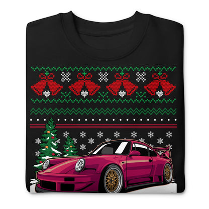 Pull de Noël moche - Porsche 911 964 en rouge - Pull de Noël moche - Cadeau de Noël pour les amateurs de voitures, Cadeau de Noël amusant, Cadeau Porsche, Cadeau 911