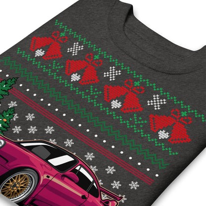 Pull de Noël moche - Porsche 911 964 en rouge - Pull de Noël moche - Cadeau de Noël pour les amateurs de voitures, Cadeau de Noël amusant, Cadeau Porsche, Cadeau 911