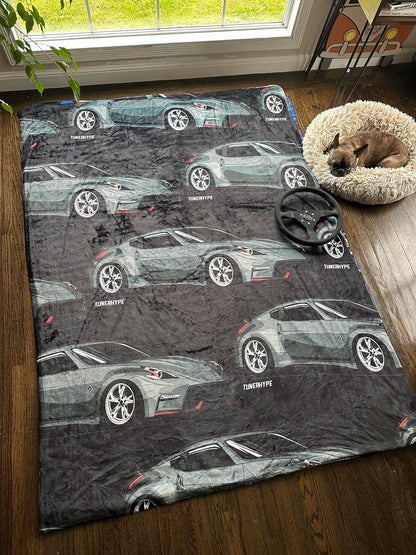 Couverture de Noël moche - Nissan Nismo 370z en gris - Pull de Noël moche, cadeau de vacances pour les amateurs de voitures, cadeau de Noël amusant, pull de Noël moche