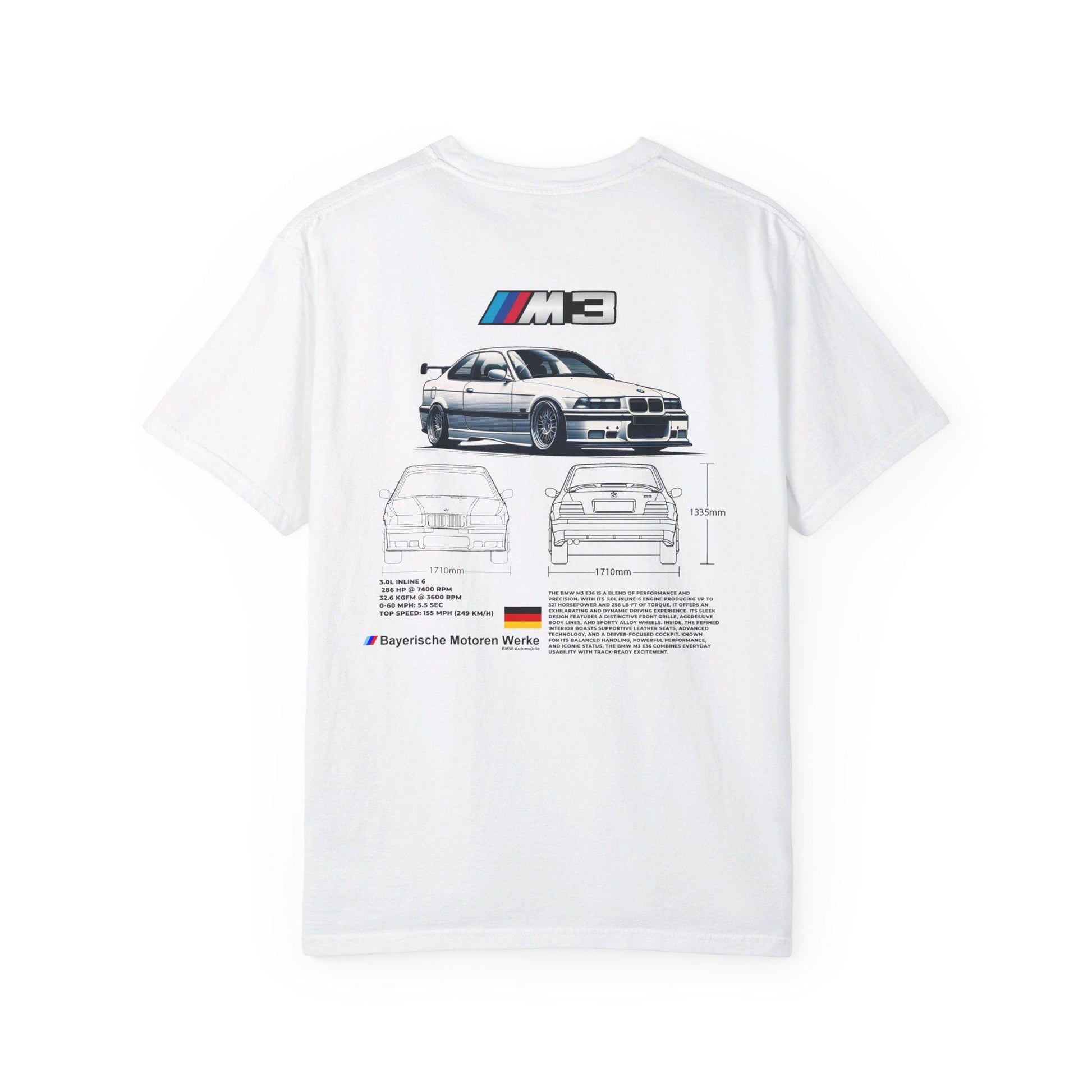 BMW M3 E36 Spec Tee - Boosted Gear Co, Euro Car Shirt, Cool Unisex Tee, Casual Motorsport Top, Unique Graphic Car Apparel