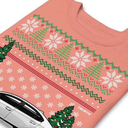 Pull de Noël moche - Subaru WRX en blanc - Pull de Noël moche - Cadeau de Noël pour les amateurs de voitures, cadeau de Noël amusant