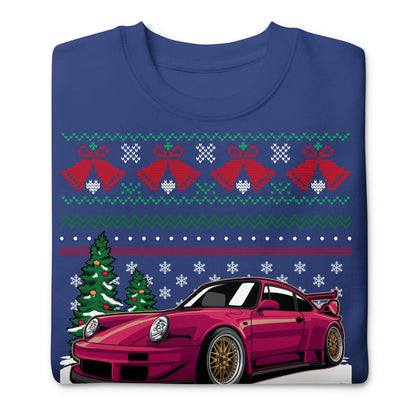 Pull de Noël moche - Porsche 911 964 en rouge - Pull de Noël moche - Cadeau de Noël pour les amateurs de voitures, Cadeau de Noël amusant, Cadeau Porsche, Cadeau 911