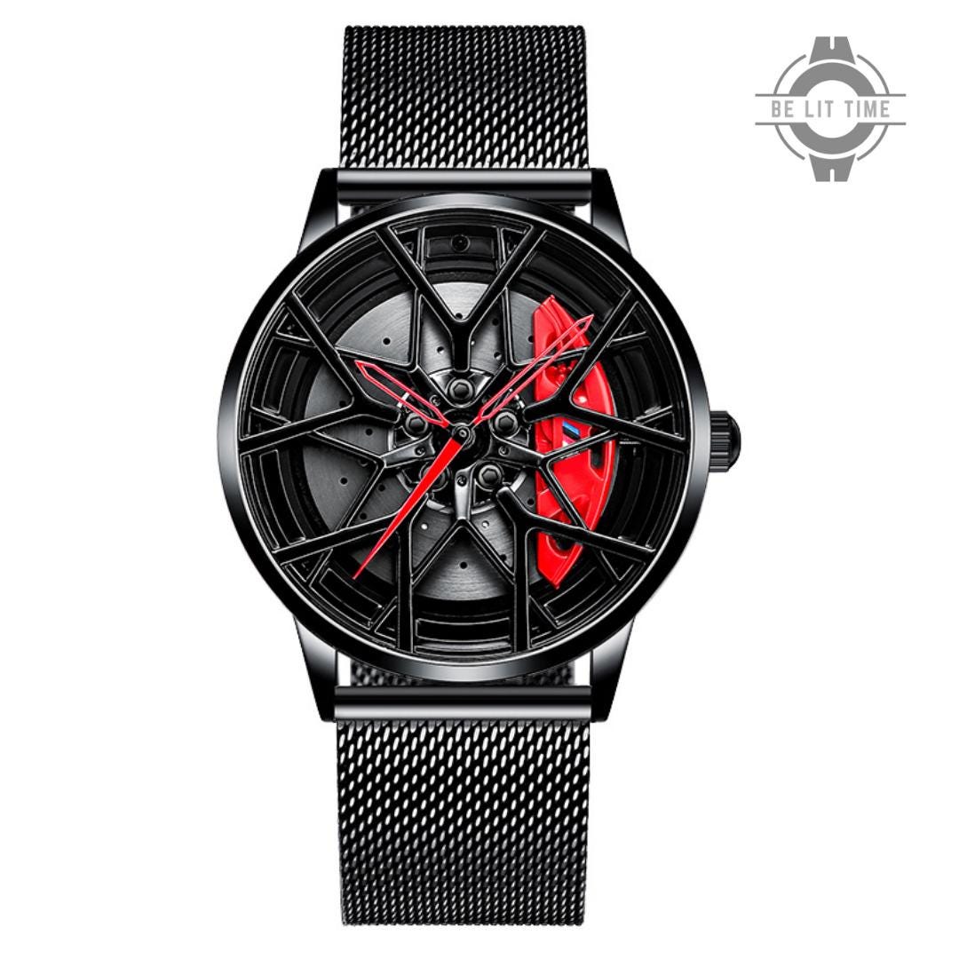 Montre de roue en alliage BMW M Power rouge statique, accessoires pour passionnés de voitures