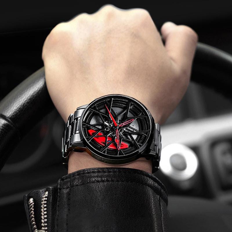 Montre de roue en alliage BMW M Power rouge statique, accessoires pour passionnés de voitures