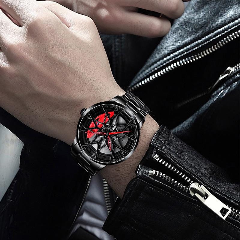 Montre de roue en alliage BMW M Power rouge statique, accessoires pour passionnés de voitures