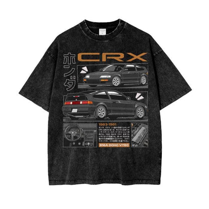 Mugen Honda CRX Vintage T-Shirt - Oversize & Heavyweight - Car Guy Holiday Gift - JDM Honda - CRX Hoodie, Civic Hoodie - Oversize Shirt